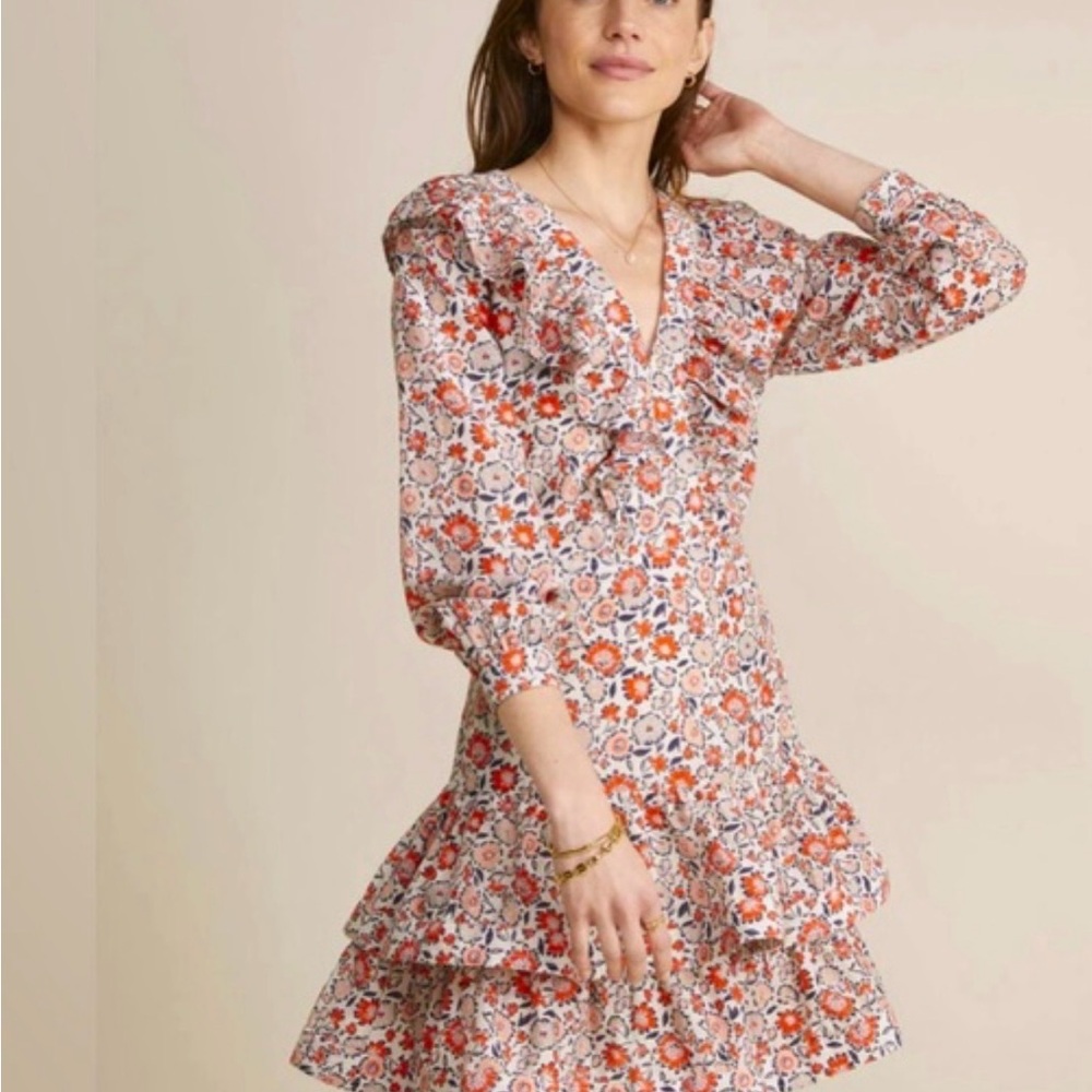 Vineyard Vines Ivy Floral Long Sleeve Cotton & Silk Dress